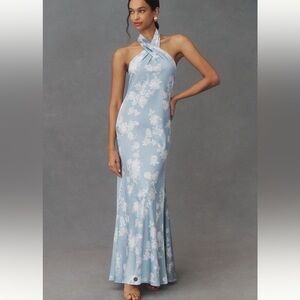 BHLDN Ruby Twist Halter Satin Gown